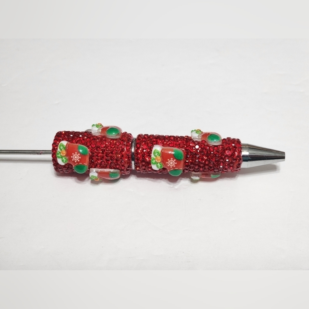Christmas Rhinestone Beadable Pen Stocking Xmas Beaded Pen Crafts DIY Bead